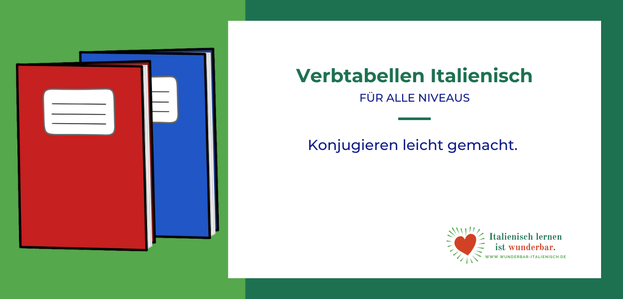Teaser-Bild für italienische Verbtabellen mit beschreibendem Text
