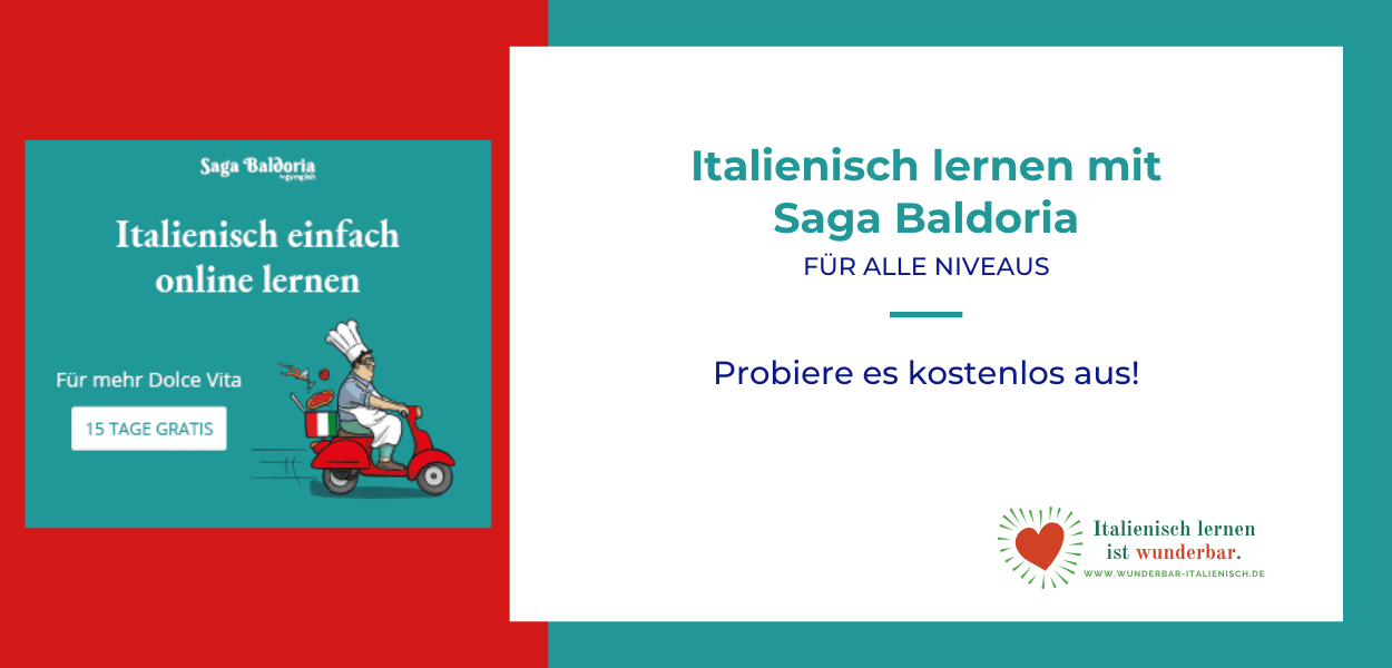 Teaser mit Werbung für den Sprachkurs von Saga Baldoria mit beschreibendem Text