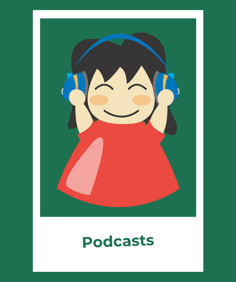 Teaser-Bild für Podcasts mit einer Figur mit Kopfhörern