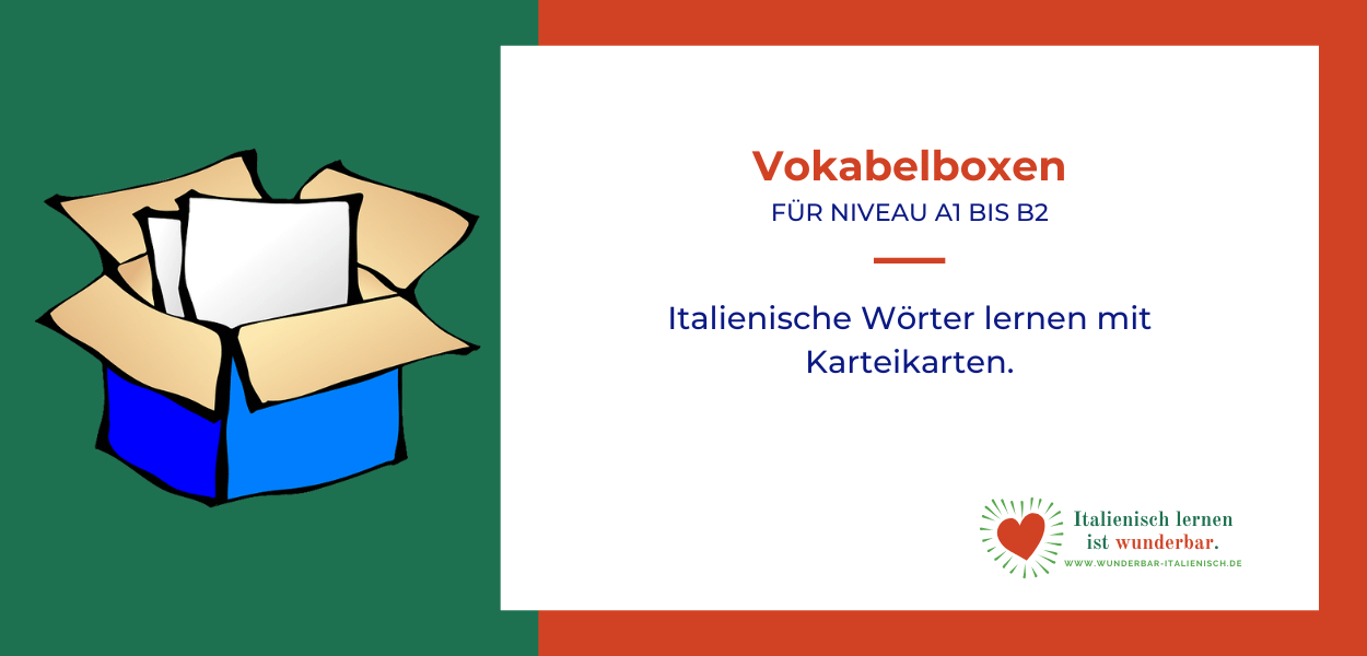 Teaser-Bild für Vokabelboxen mit der Abbildung eines Kartons mit beschreibendem Text
